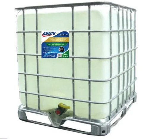 Picture of Adlco radiator anti-rust treatment packaged in a 1000-liter IBC tank